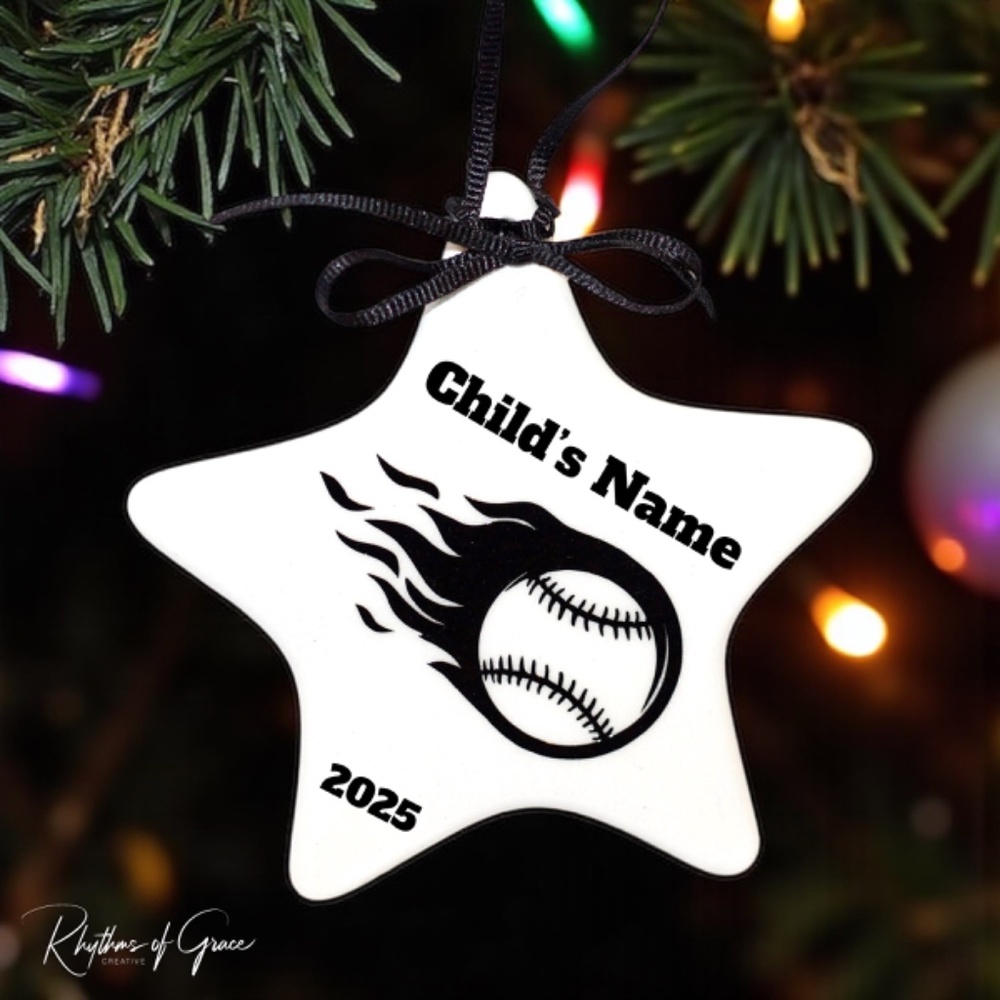 Baseball Christmas Ornament: "Baseball Flames" – A Perfect Gift for Baseball Fan
